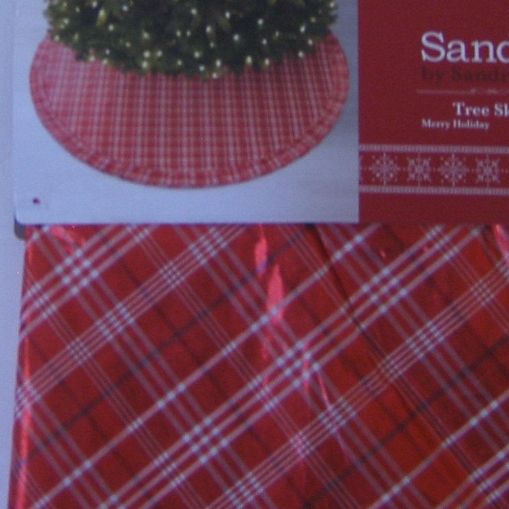 Red White Christmas Tree Skirt Sandra Lee 52 in. Sateen Merry Holiday 132 cm